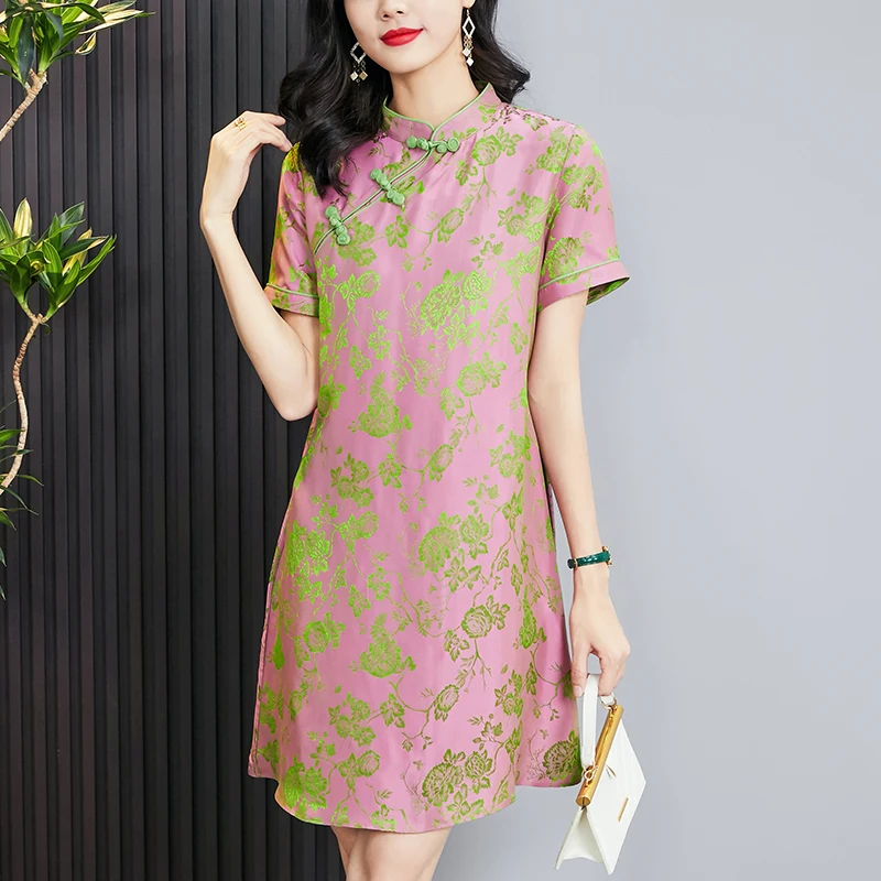 Женское винтажное платье из натурального шелка элегантное ТРАПЕЦИЕВИДНОЕ