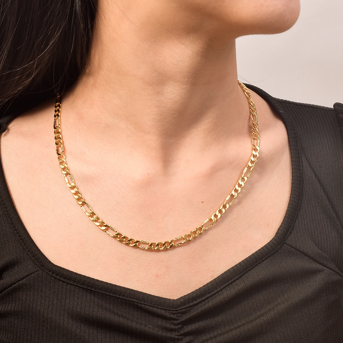 Латунное ювелирное ожерелье Figaro позолоченные модные ювелирные изделия цепочка