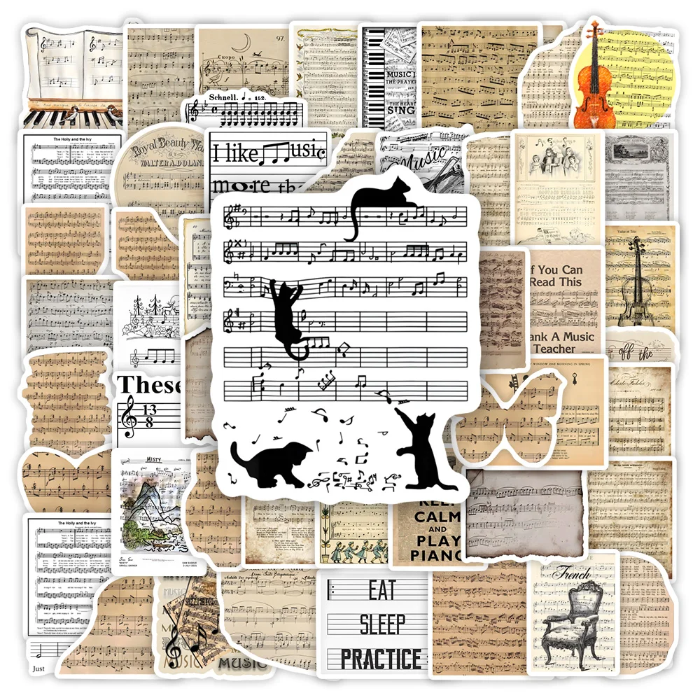 

Винтажные наклейки с музыкальными элементами