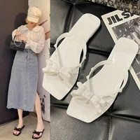 hot 2022 fashion woman flip flops summer shoes cool beach rivets big bow flat sandals brand jelly shoes sandals girls size 36 40