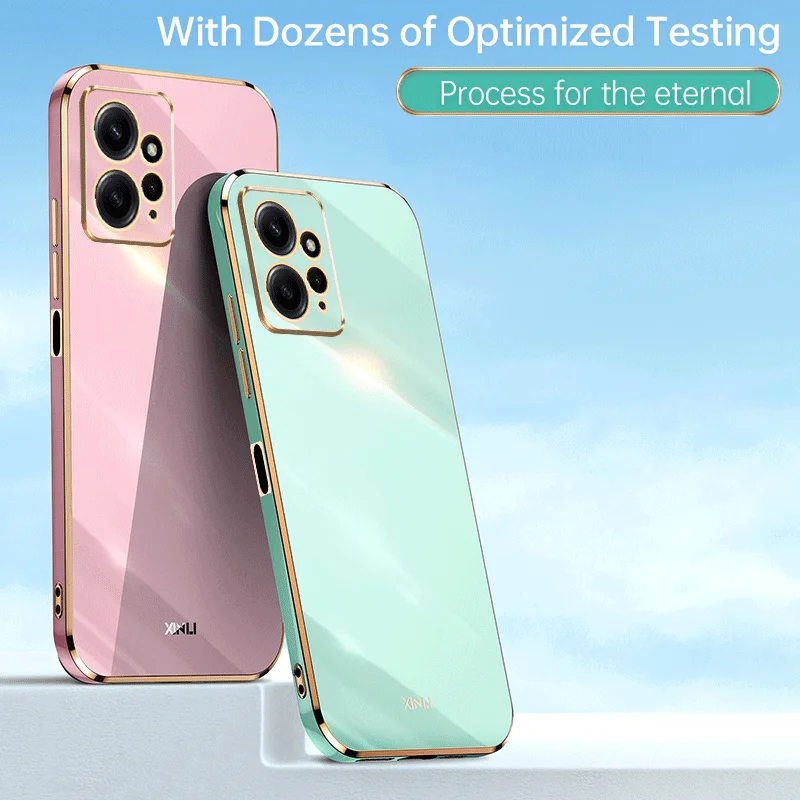 Фото Чехол для Xiaomi Redmi Note 12 4G, защита для камеры Redmi Note 12 4G, чехол для телефона 23021RAAEG, роскошный противоударный чехол с квадратным покрытием №5