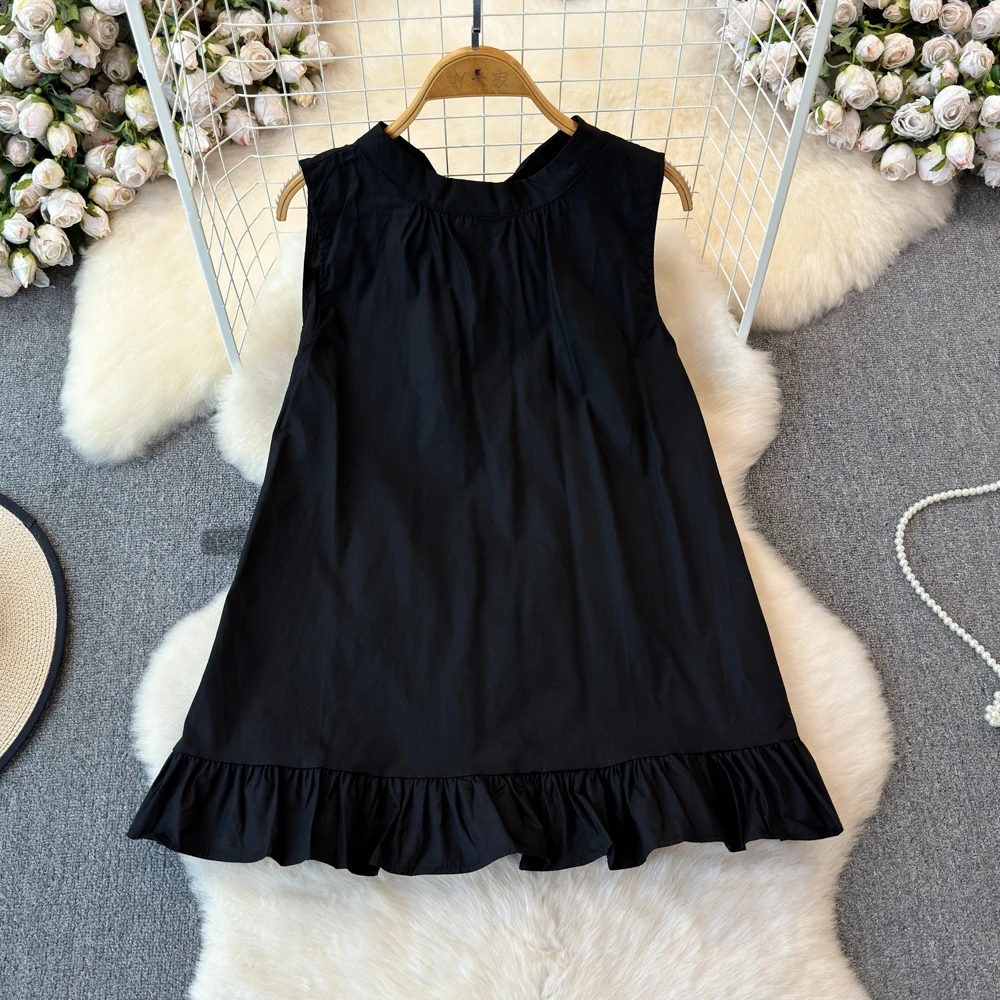 Женский свободный топ с круглым вырезом голубого цвета