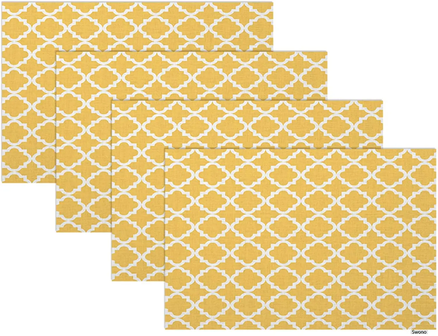 

Moroccan Tile Quatrefoil Yellow Placemats Place Mats Home Decoration for Dinner Table Waterproof Kitchen Table Mats Set of 4