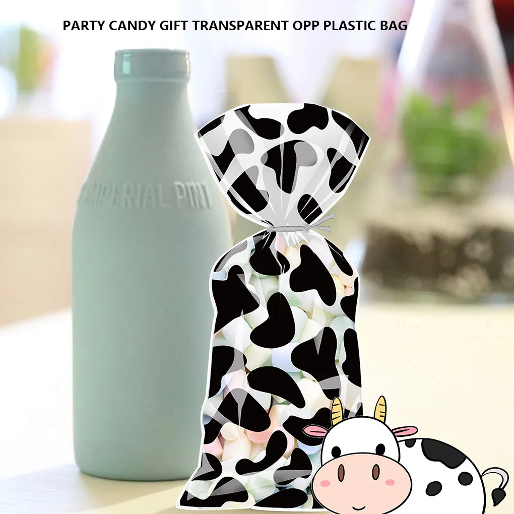 

120 Pieces Cow Gift Bag with Ties Candy Cookies Pastry Packaging Pouch Party Celebration Baby Shower Decoration