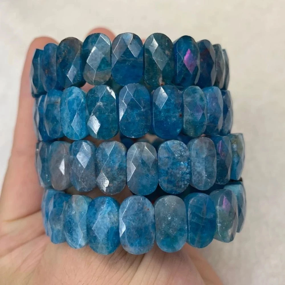 

Браслет из бусин из натурального апатита, браслет из натурального драгоценного камня, очаровательный подарок для женщины на подарок, оптов...