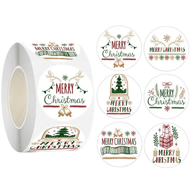 

Gift Label Stickers Christmas 500pcs/roll Merry Christmas Roll Stickers 1.5 Inch Round Christmas Tags Envelope Sticker Home