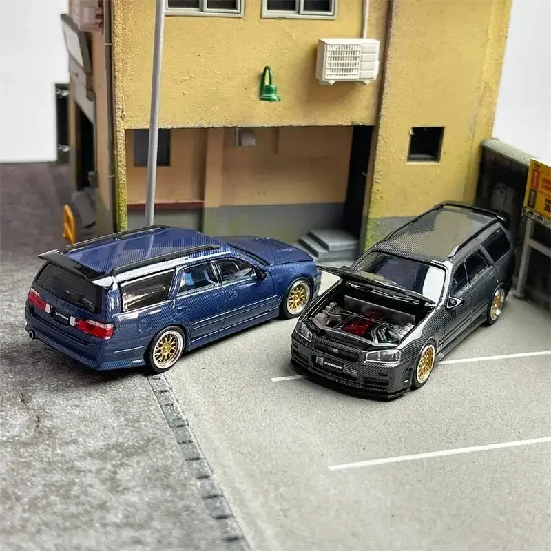 ZOOM 1:64 R34 Stagea Full Carbon Черный/Синий/Фиолетовый Limited499 Литая под давлением модель