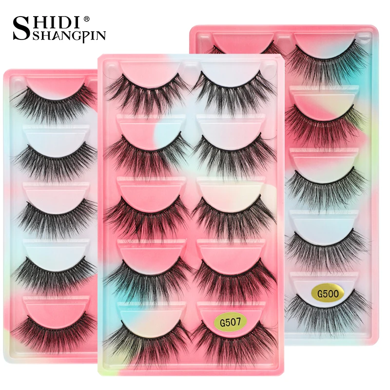

3/5 Pairs 3D Mink Lashes Natural Eyelashes Faux Cils Makeup Dramatic Wholesale Fluffy Fake Eyelash Extension maquiagem G500