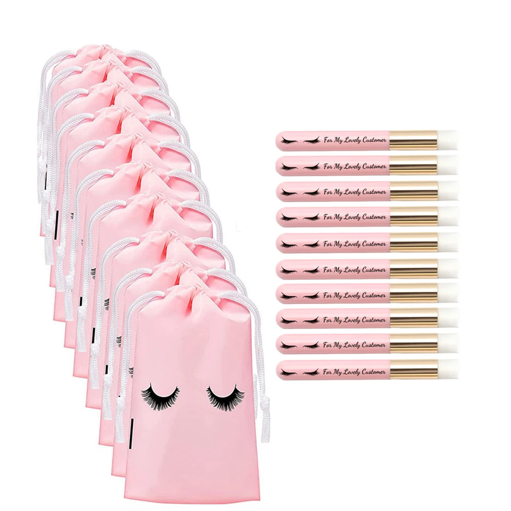 

Щетка для чистки ресниц, принадлежности для наращивания ресниц, оптовая продажа, 10/30/50 комплектов, розовый/белый удлинитель ресниц, подарочные пакеты для клиентов