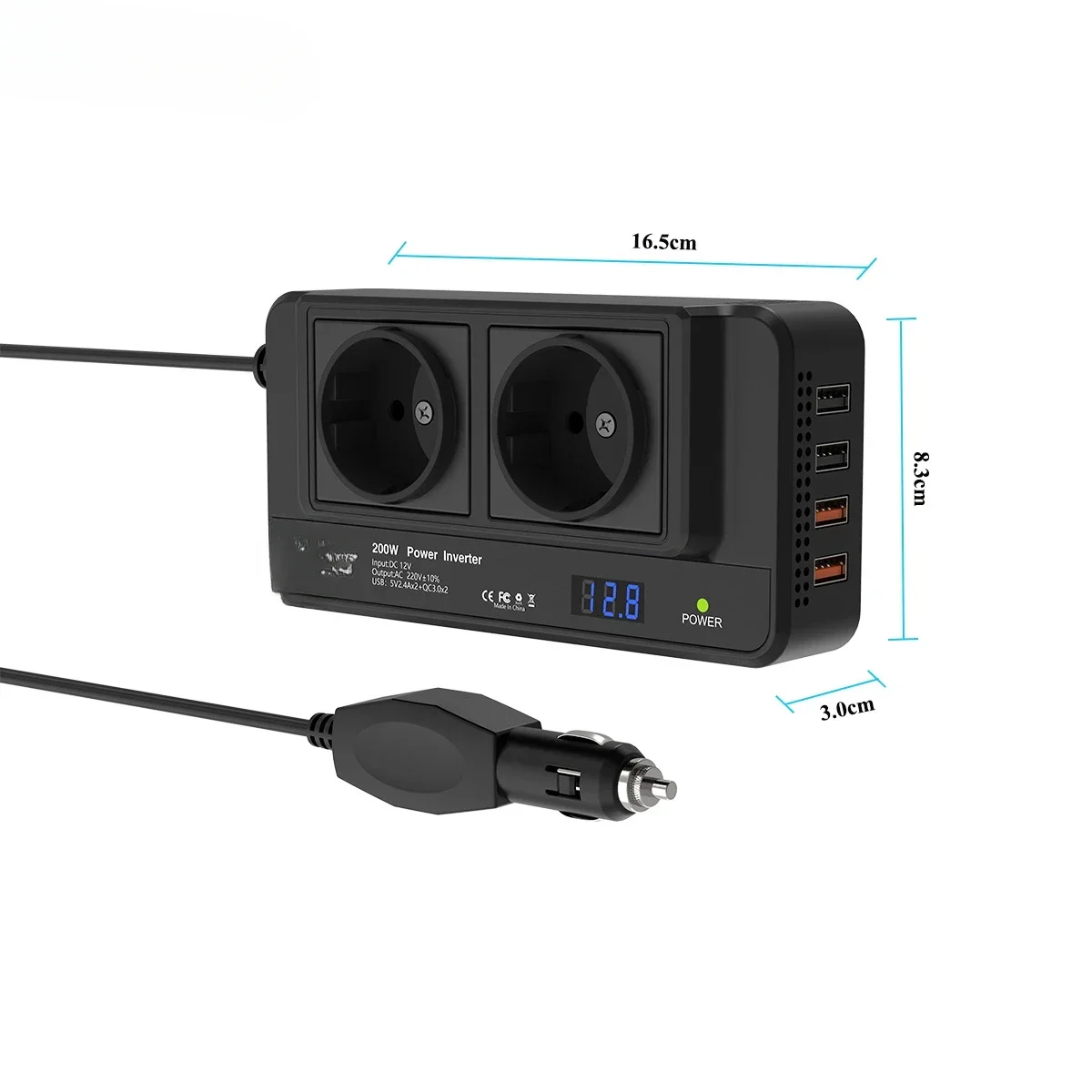 Лидер продаж автомобильный инвертор 200 Вт в строке быстрая зарядка прикуриватель