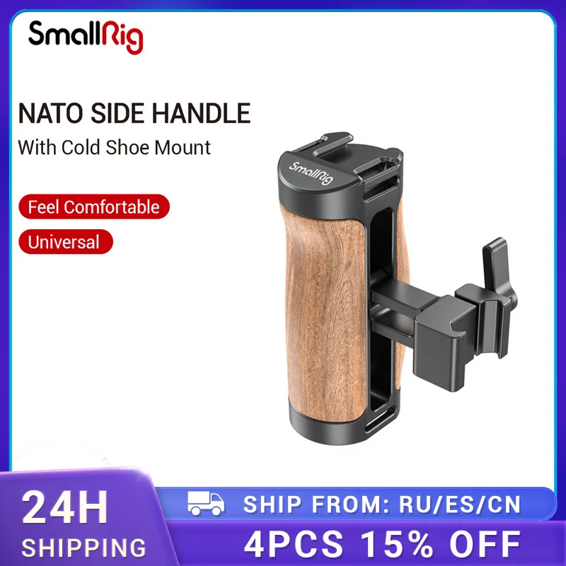 

Деревянная боковая ручка SmallRig NATO с креплением холодного башмака для Dlsr камеры клетки фотосъемки DIY деревянная рукоятка с зажимом Nato-2915