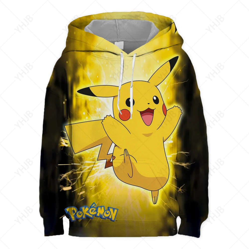 

Детская толстовка с капюшоном в стиле Харадзюку с изображением Пикачу и монстра, повседневная детская толстовка с капюшоном и мультяшным принтом для мальчиков и девочек