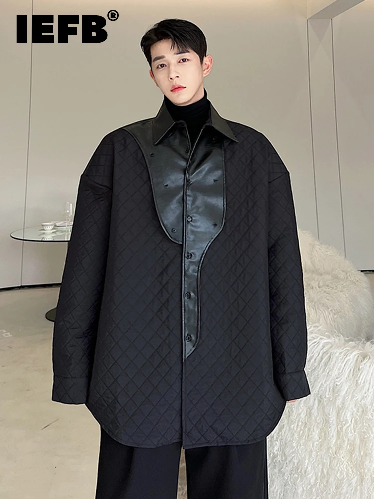 

Мужская однобортная куртка IEFB, Корейская утепленная куртка в клетку контрастных цветов, модель 9A1020 в стиле пэчворк, 2022