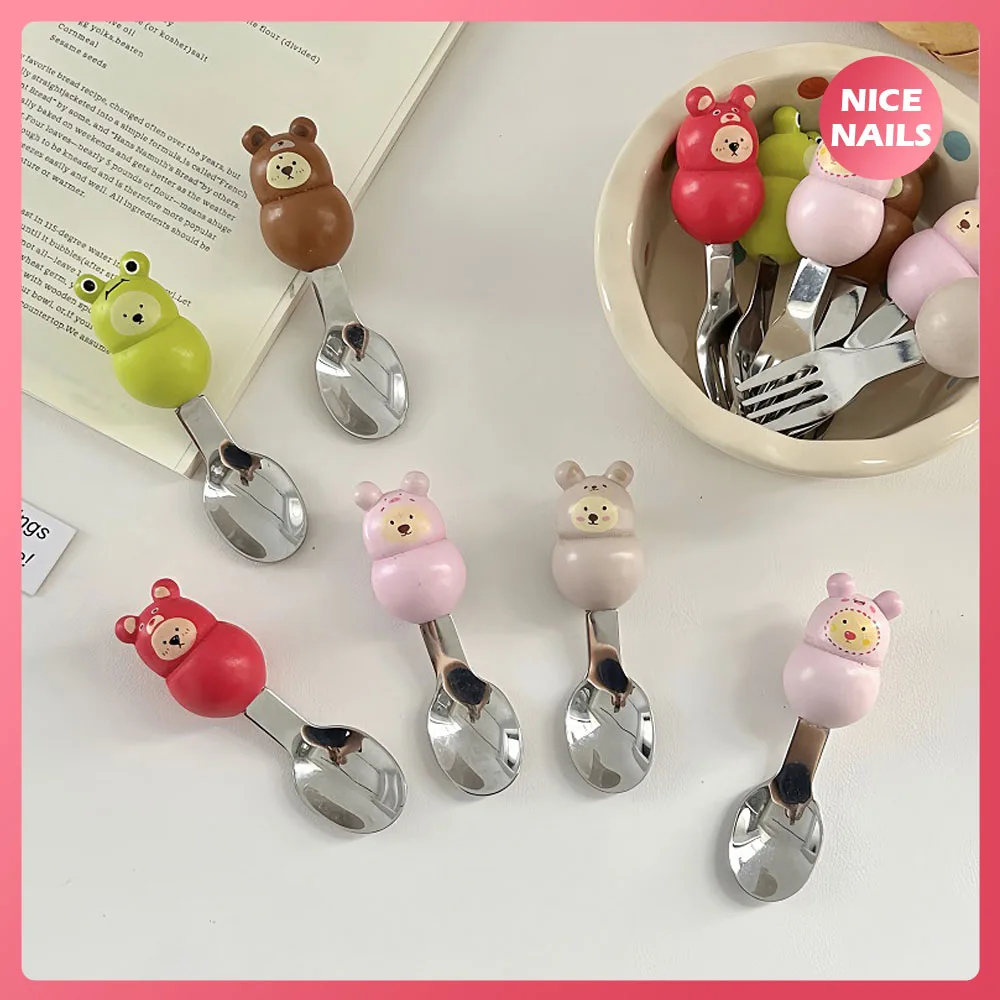 

2Pcs Infant Cartoon Knife Fork Student Children Outdoor Camping Portable Originality Dessert Fruit Gadget Tableware Feeding Fork