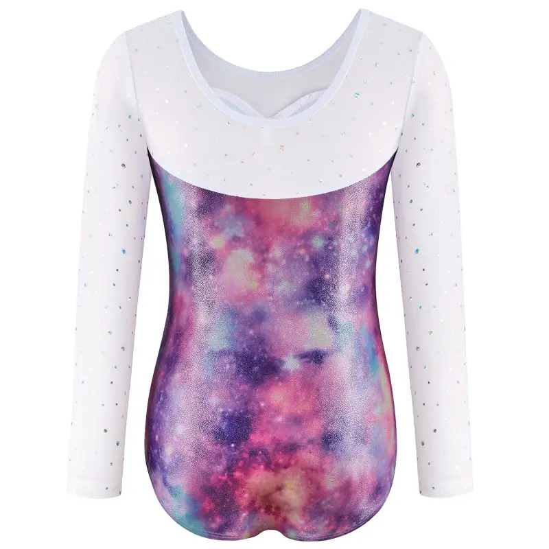 Блестящие танцевальные трико для танцев 2 комплекта Женская балетная одежда с