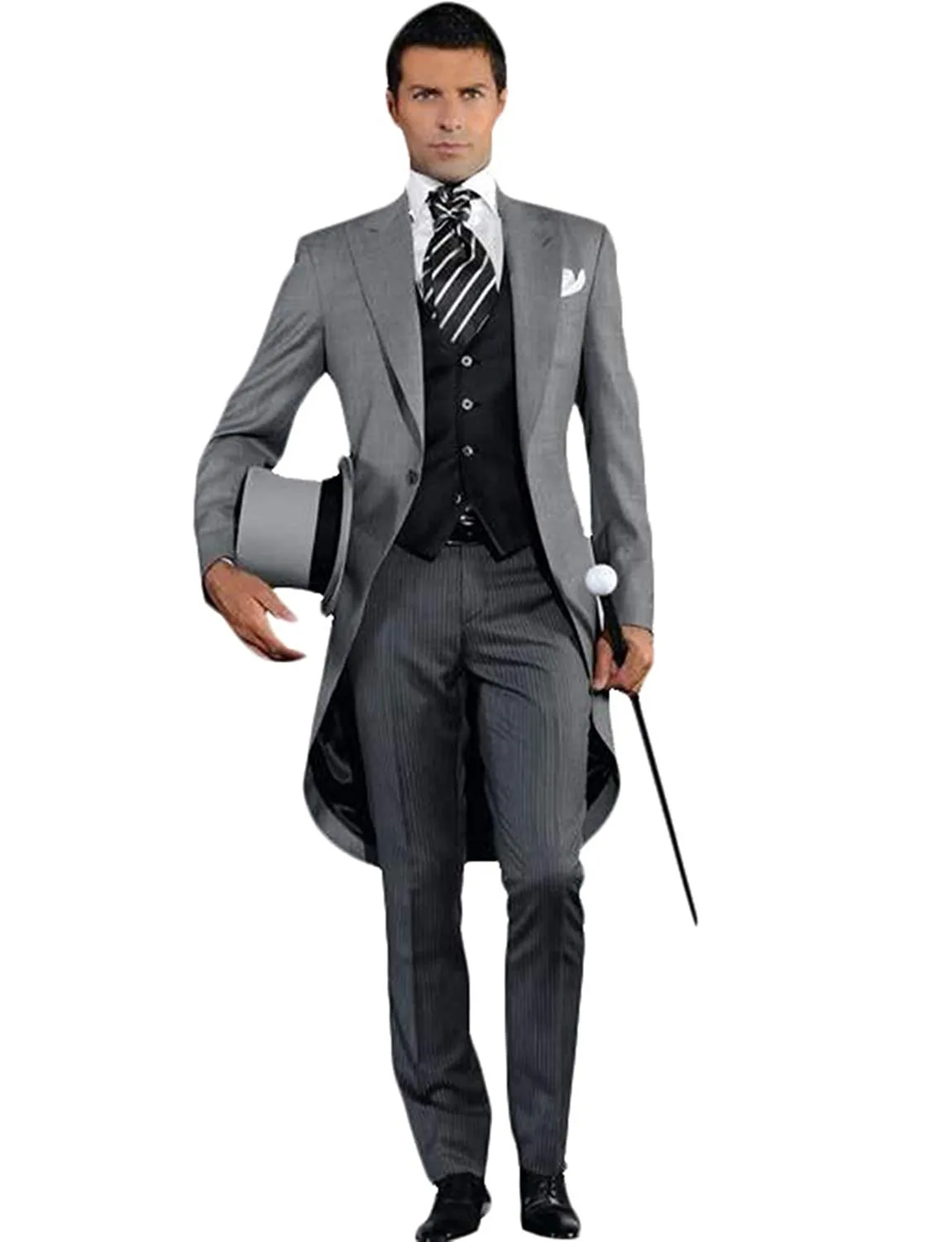 Abrigo de cola larga para hombre, traje Formal para novio, graduación, traje masculino de caballero italiano (chaqueta + Pantalones + chaleco)