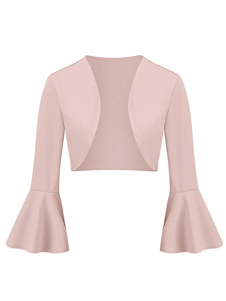 

Женское осеннее пальто с расклешенными рукавами, однотонное повседневное Укороченное пальто с длинным рукавом, в стиле Харадзюку, 2023