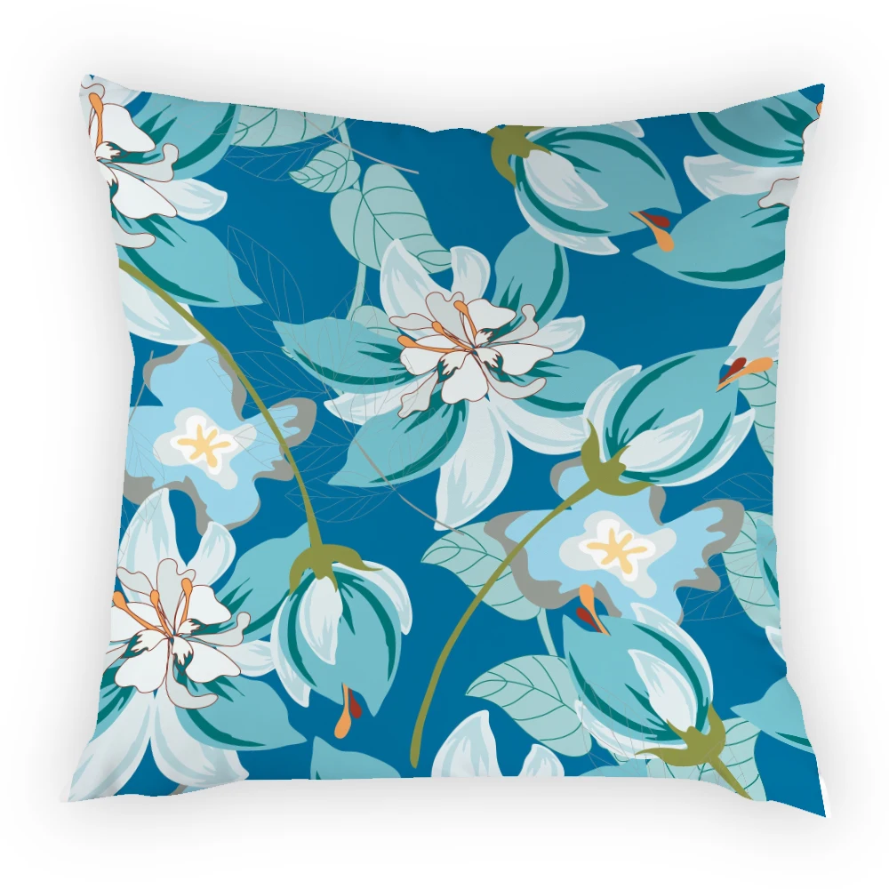 

Pillowcase Decorative Colorful Soft Velvet Home European Style Flower Painting Polyester Linen 45x45 Square Cushion Cover E2005