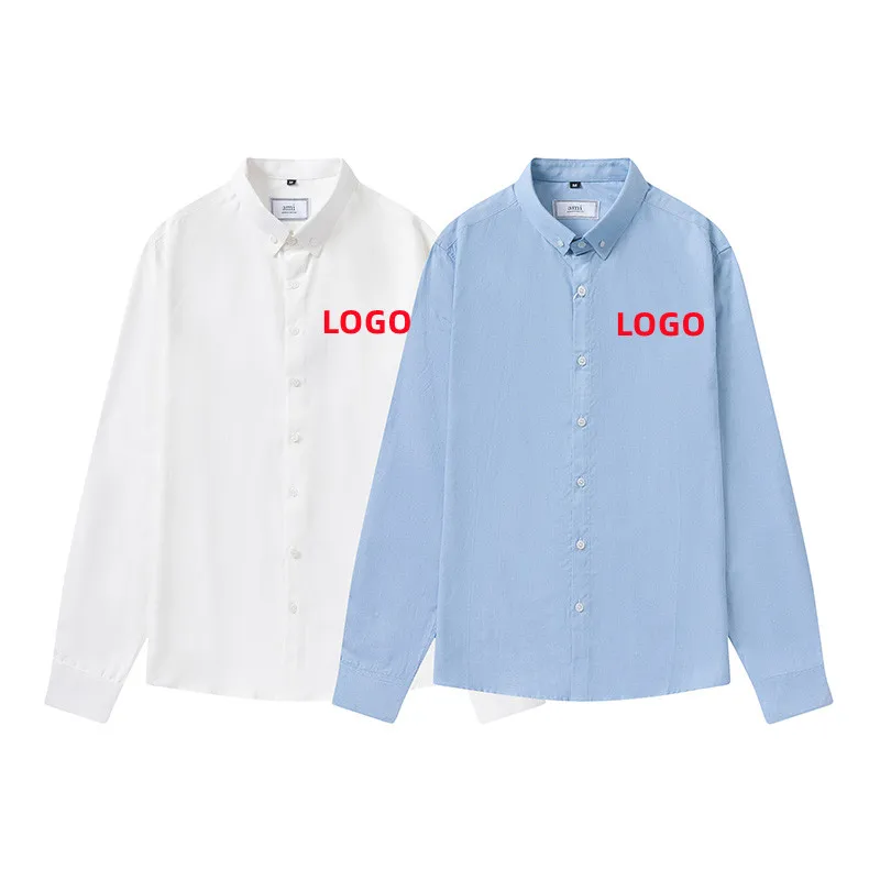 

AMI Alexandre Mattiussi Unisex Mens Womens Couples Casual Fashion Trend Pure Cotton Solid Color Casual Shirts Gift 802