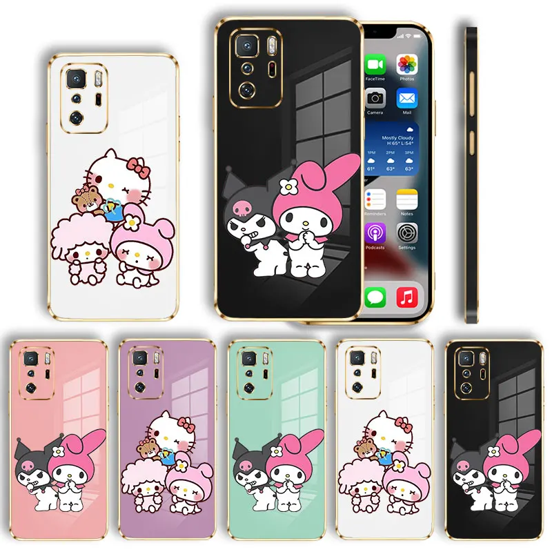 

Color Phone Case For Redmi Note 11 10 9 8 7 10T 9T 9S Pro 10 10C 9 8 9C 9A K40 K30 Liquid Shell My Melody Cinnamoroll Kuromi