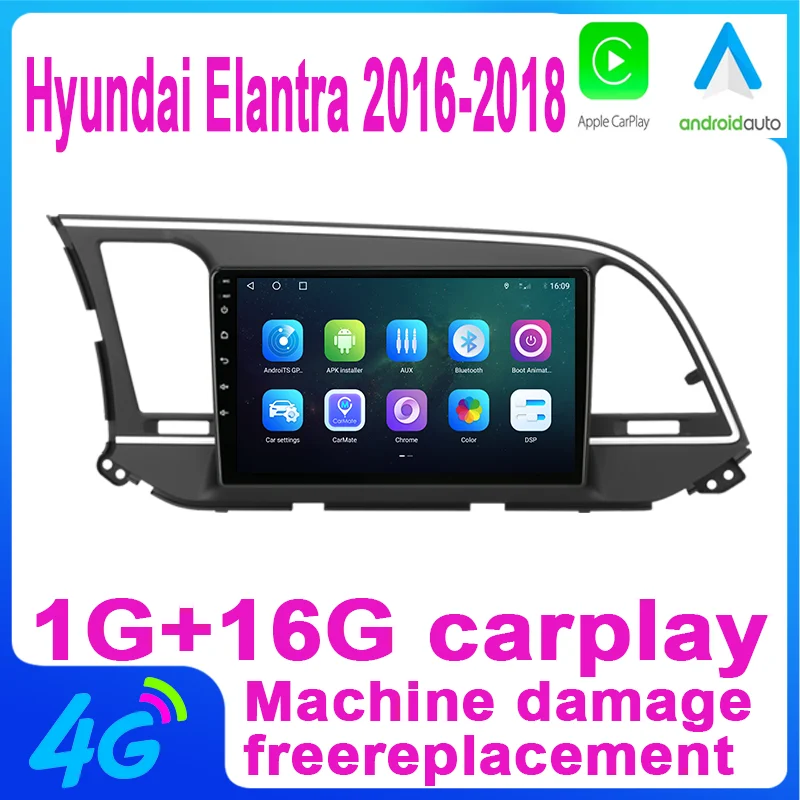

1G+16G Wireless Carplay Androidout Android 11 Car Audio Radio Recorder Multimedia Player for Hyundai Elantra 2016-2019 Speakers