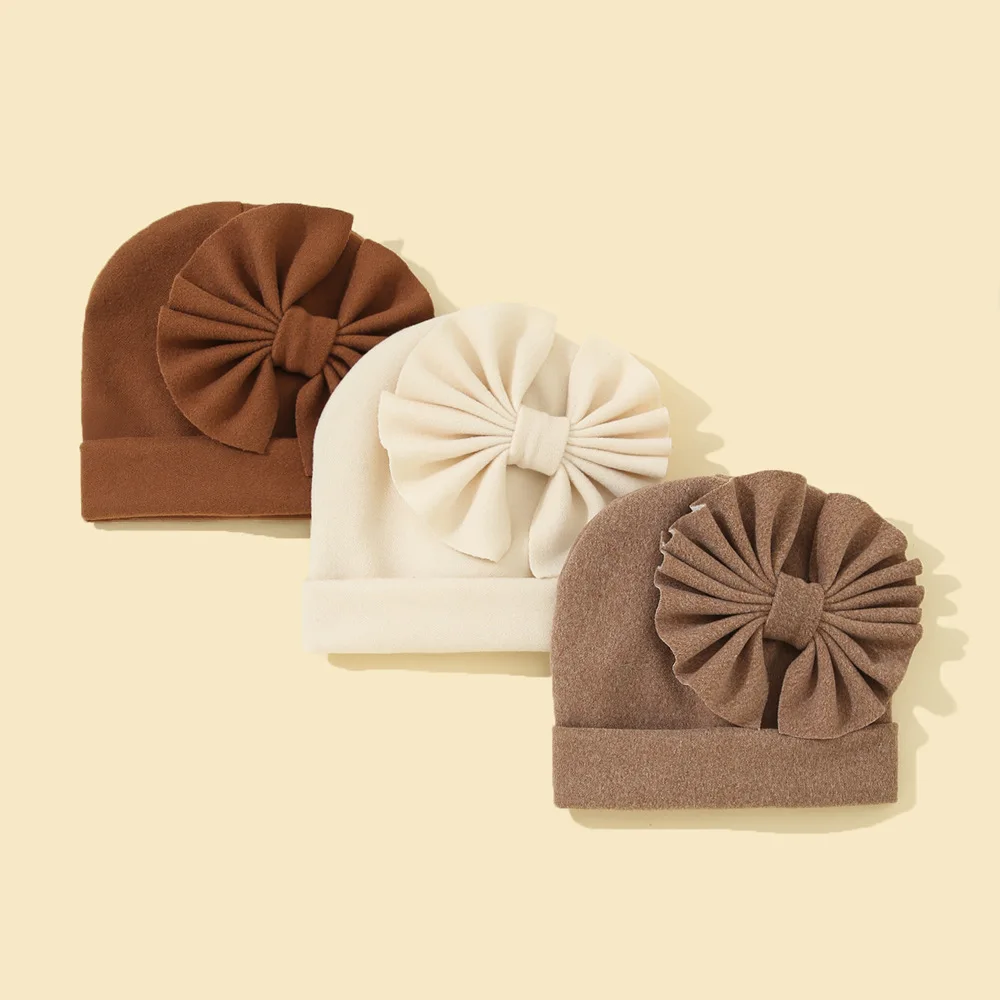 

Женская хлопковая шапка с бантом, однотонные головные уборы для маленьких мальчиков и девочек, милые детские шапки, зимние Весенние шапки, ш...