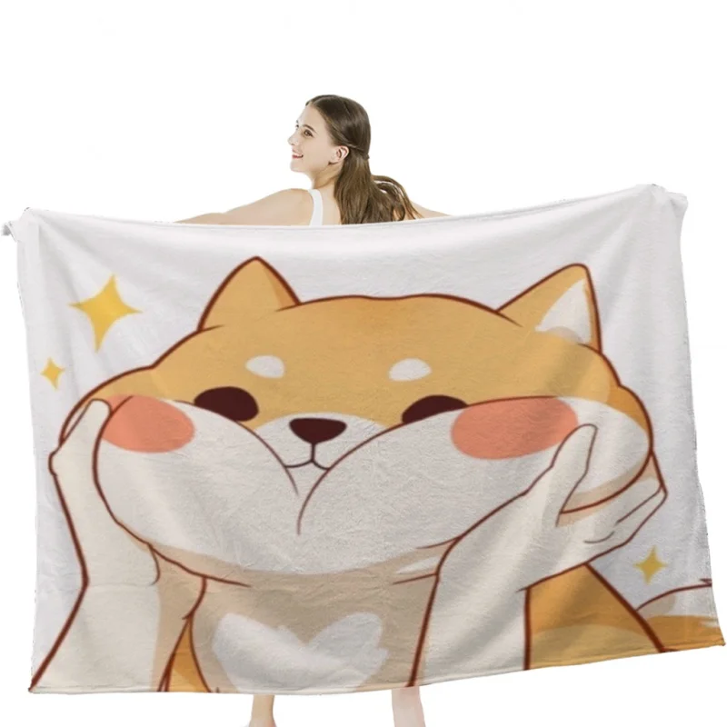 

Kawaii Shiba inu Throw Blanket Airplane Travel Decoration Soft Warm Bedspread
