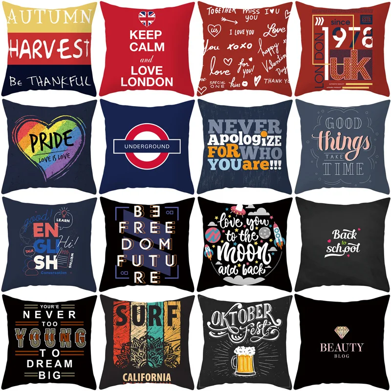 

2022 Hot Vintage Red Letter Pillowcase Black Designer Pillow Case Fall Decorations Home Decoration Modern Sleep Cushion Cover