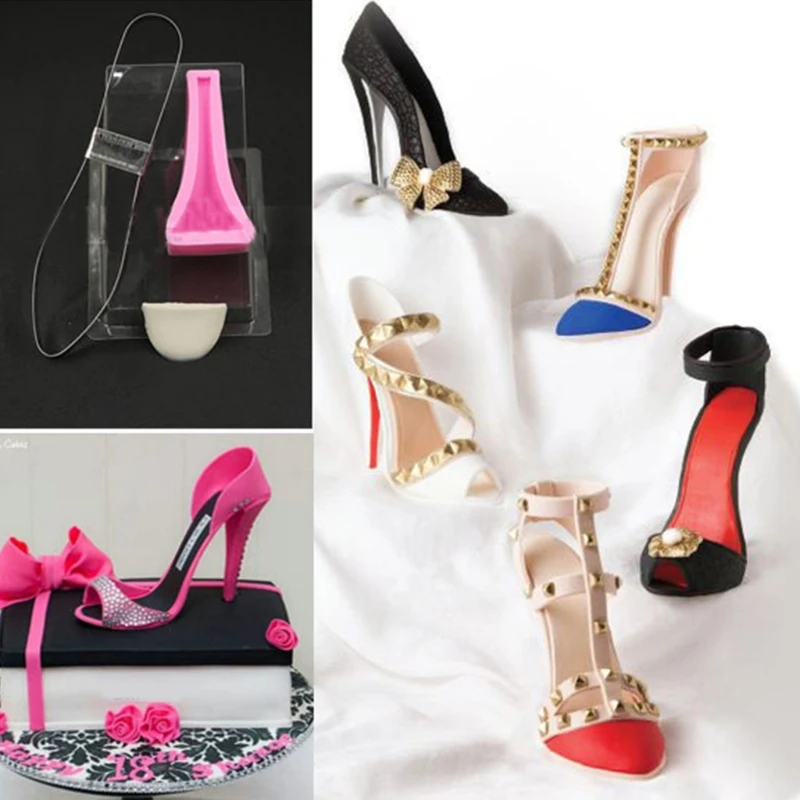 

3D Bakeware Tools Sugarcraft Mould Cake Mold High Heel Shape Environmentally Gift Food-grade Silicone Mold Wedding Cake 87HA