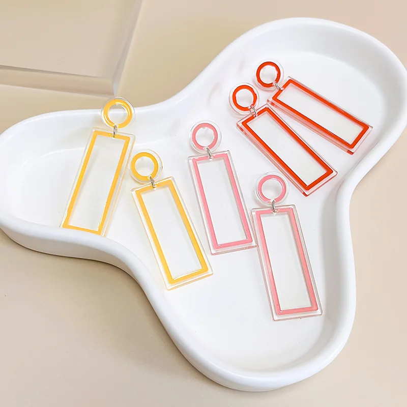 

Fashion Trend Acrylic Transparent Simple Rectangular Dangle Earrings for Women Red Pink Temperament Girl Birthday Jewelry Gift