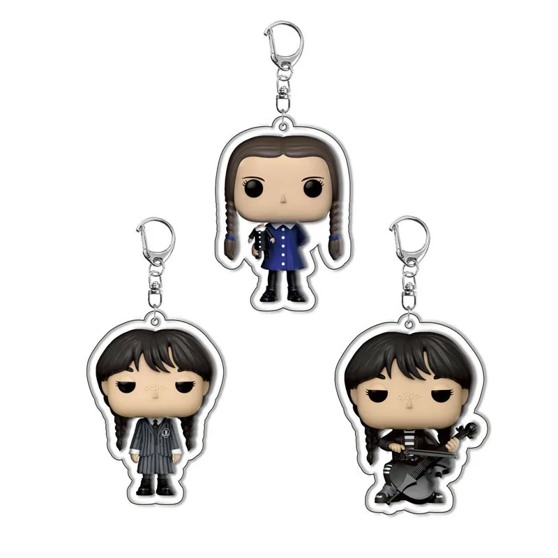 

New Wednesday Addams Keyring Things Hands Key Chain Acrylic Double Sided Transparent Keychain Accessories Jewelry For Kids Gifts