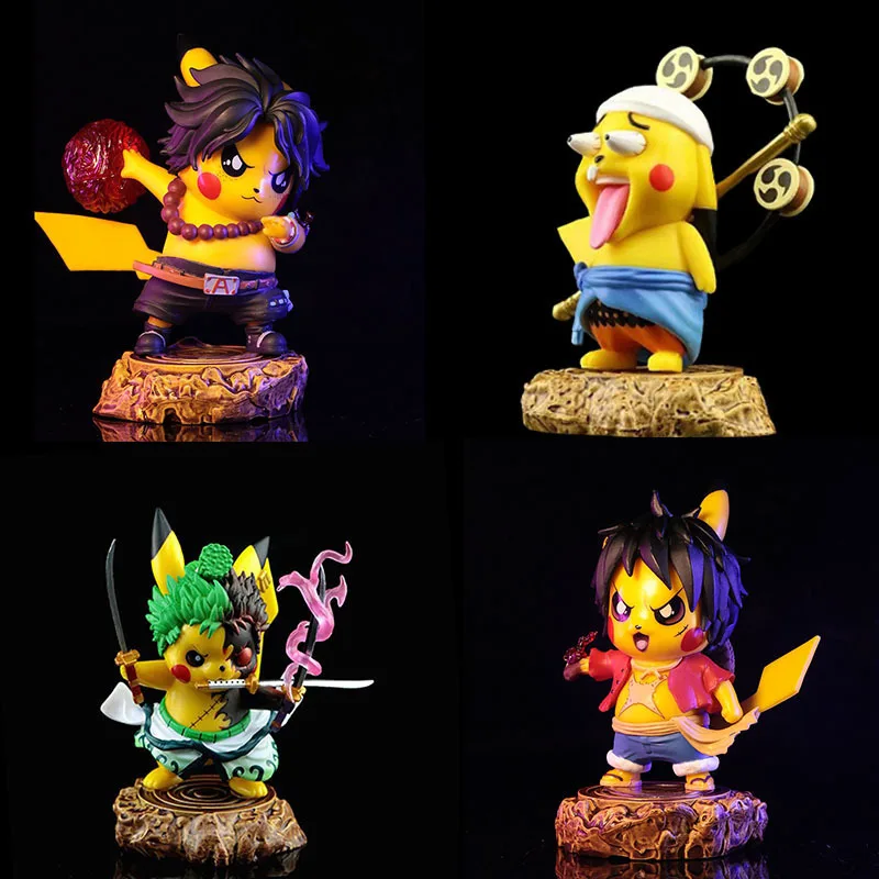 

12 см ПВХ Покемон Аниме kawaii pikachu Косплей ророноа Зоро экшн-фигурки статуи gk коллекция подарки на день рождения funko pop it luffy