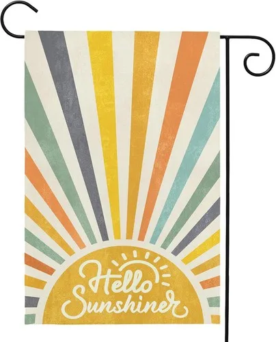 Фото Летний садовый флаг Double Standerd Welcome Hello Sunshine Garden Flags, 12x18 XXQ №1