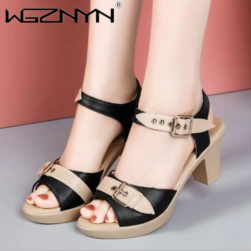 

Сандалии женские с открытым носком, босоножки на платформе и высоком каблуке, пляжные босоножки с ремешком на щиколотке, с пряжкой, лето, 2023