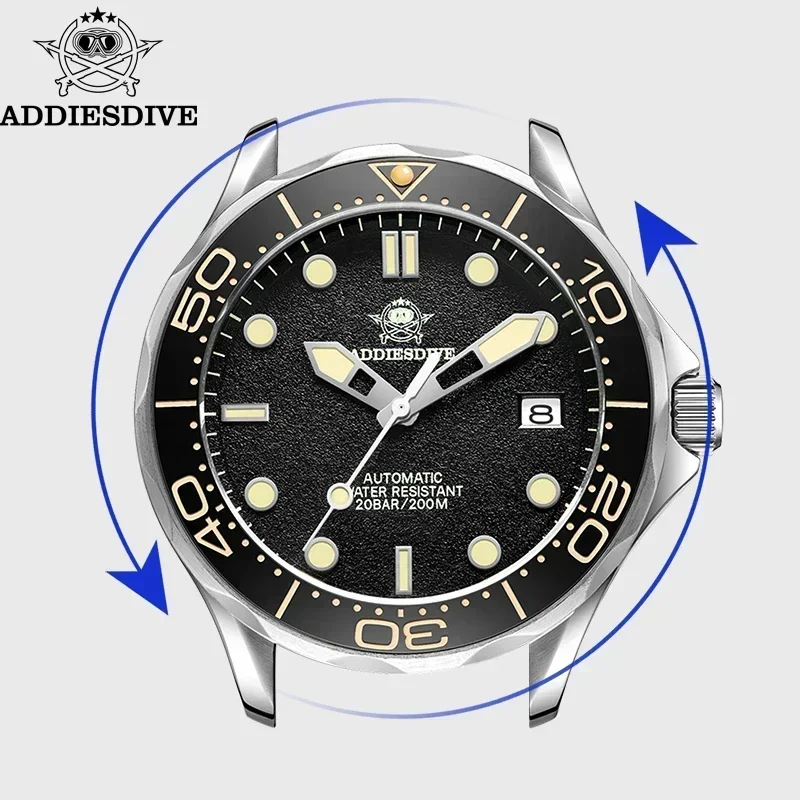 ADDIESDIVE Men's Luxury Watch Sapphire Crystal C3 Super Luminous 200M Waterproof NH35 Movement Automatic Mechanical Wristwatch