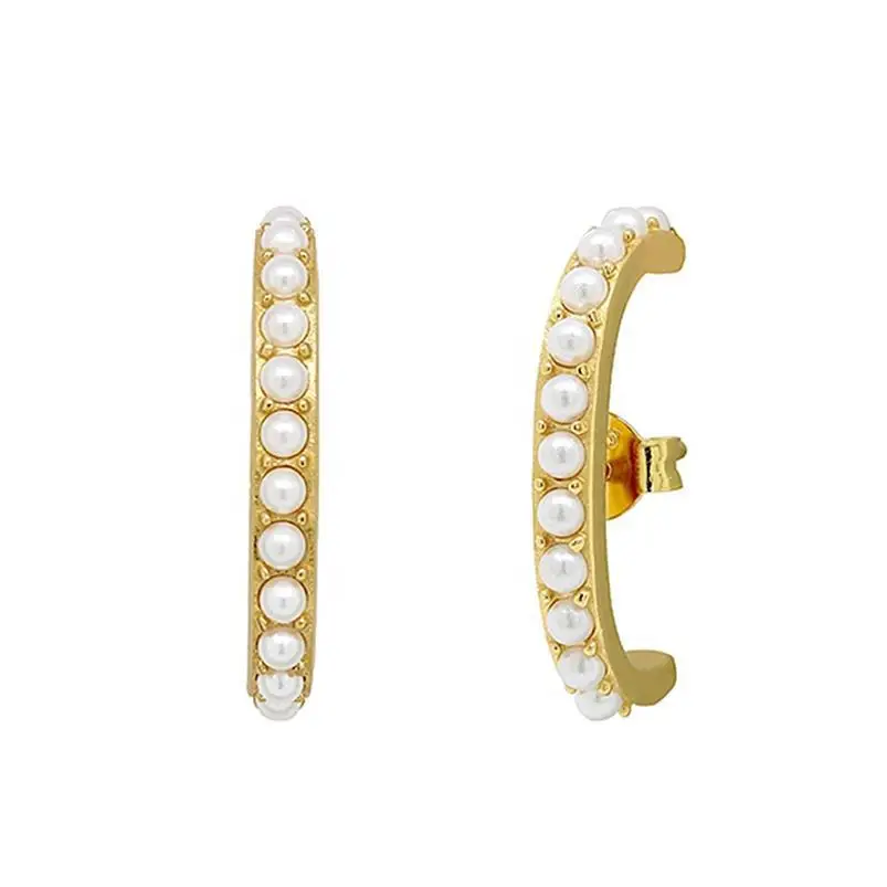 

European and American Fashion 925 Silver Pearl Earrings, The Latest Full Row Pearl Earrings, Girls' Love for High-end Jewelry