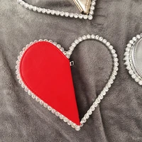 women new luxury heart shaped handbag with diamond niche dinner bag clutch pu leather all match fashion trending