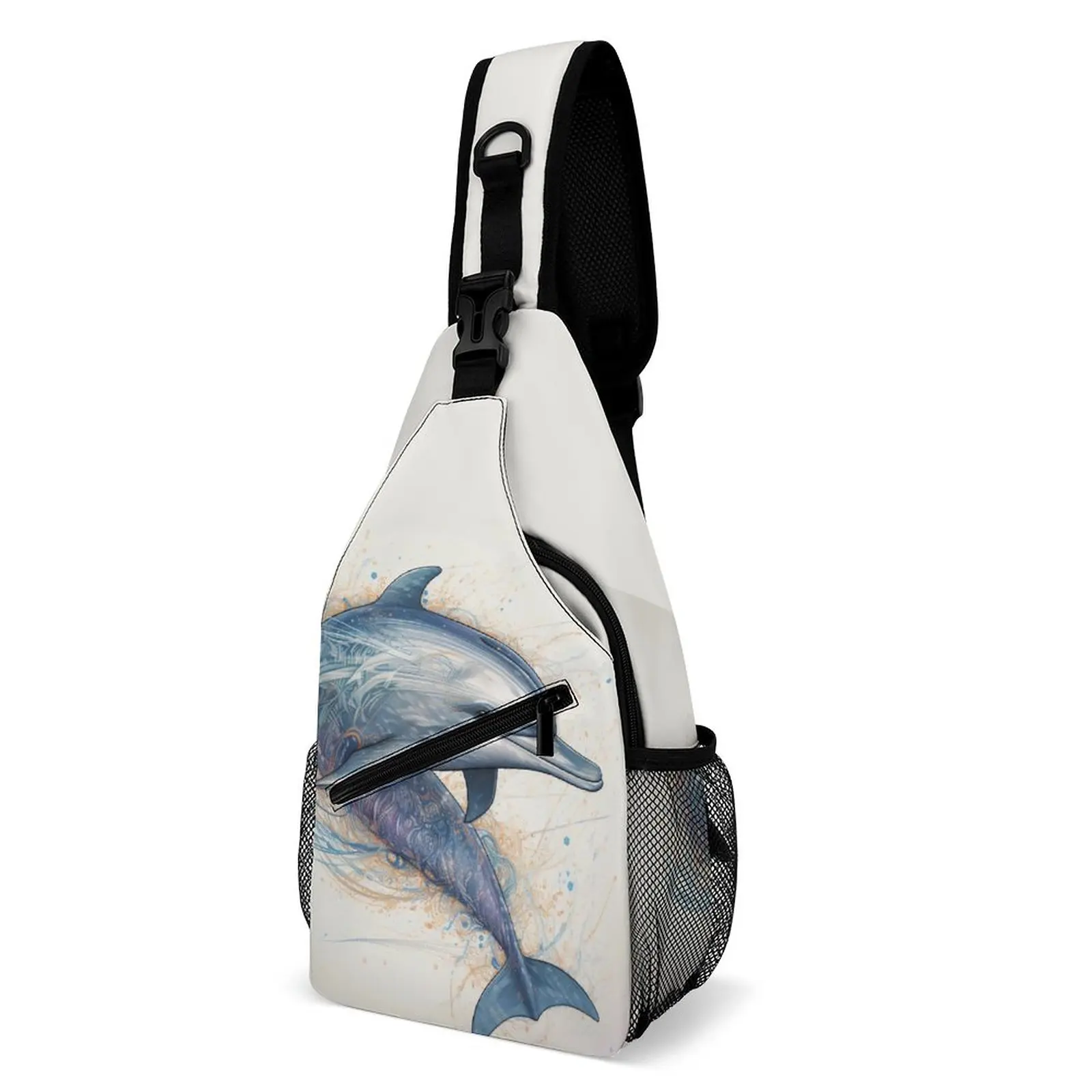 

Dolphin Shoulder Bags Realistic Cartoon Cute Chest Bag Male Phone Cycling Sling Bag Outdoor Print Crossbody Bags