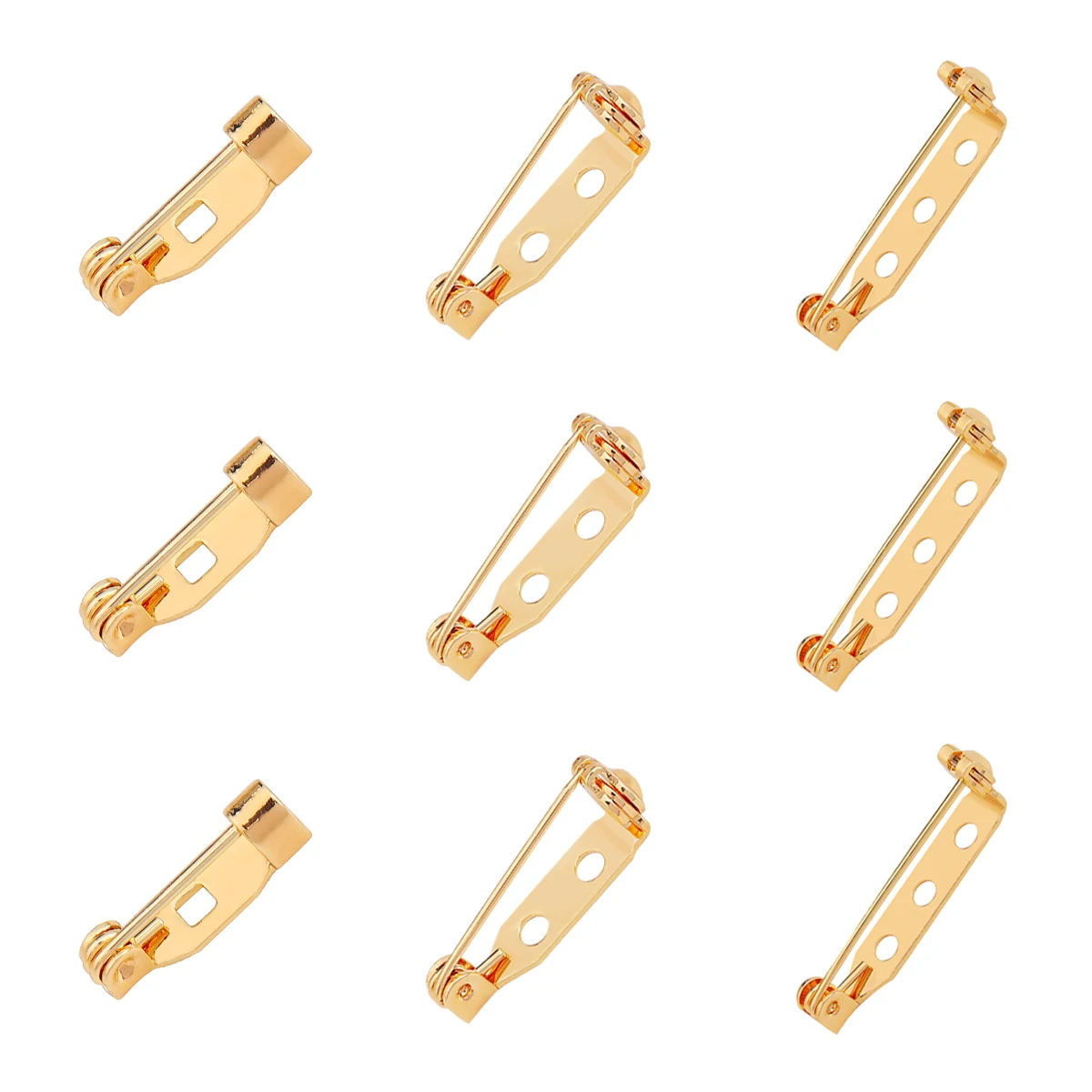 

2pcs 18K Gold Plated Copper Brooch Clip Base Pins Safety Pins Brooch Settings Blank Base For DIY Jewelry Making 14/21/27mm