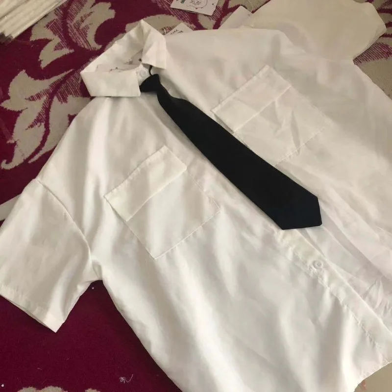 Мужская белая рубашка с галстуком EBAIHUI комплект одежды в стиле преппи свободная