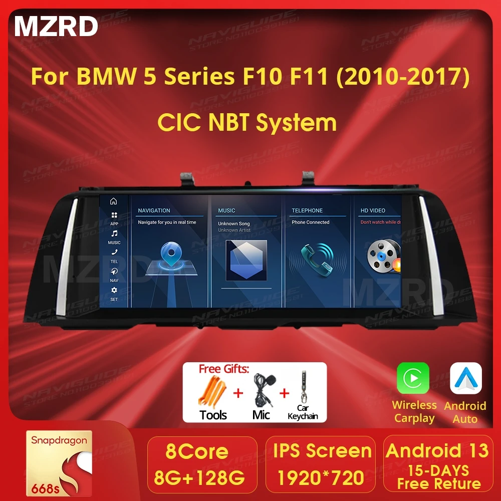 MZRD 12 3 дюйма Android 13 Carplay Auto для BMW 5 серии F10 F11 LHD 2011-2017 CIC NBT Автомобильный