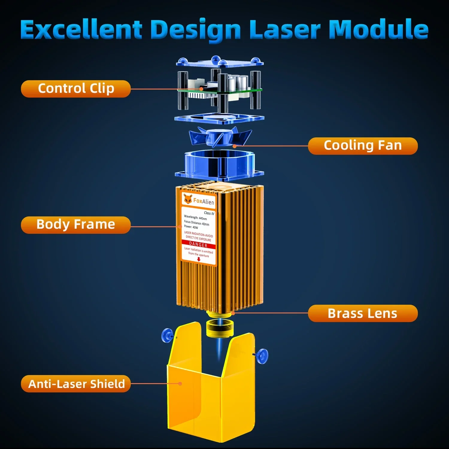 Гравер FoxAlien с ЧПУ модуль 40 Вт синяя головка фиксированным фокусом для