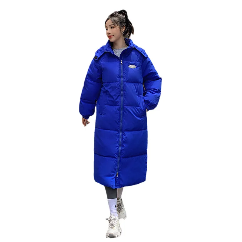 Winter New Korean Version Loose Plus Size Women's Over-the-knee Thickened Long Hooded Jacket Women's Cotton Clothing Trend