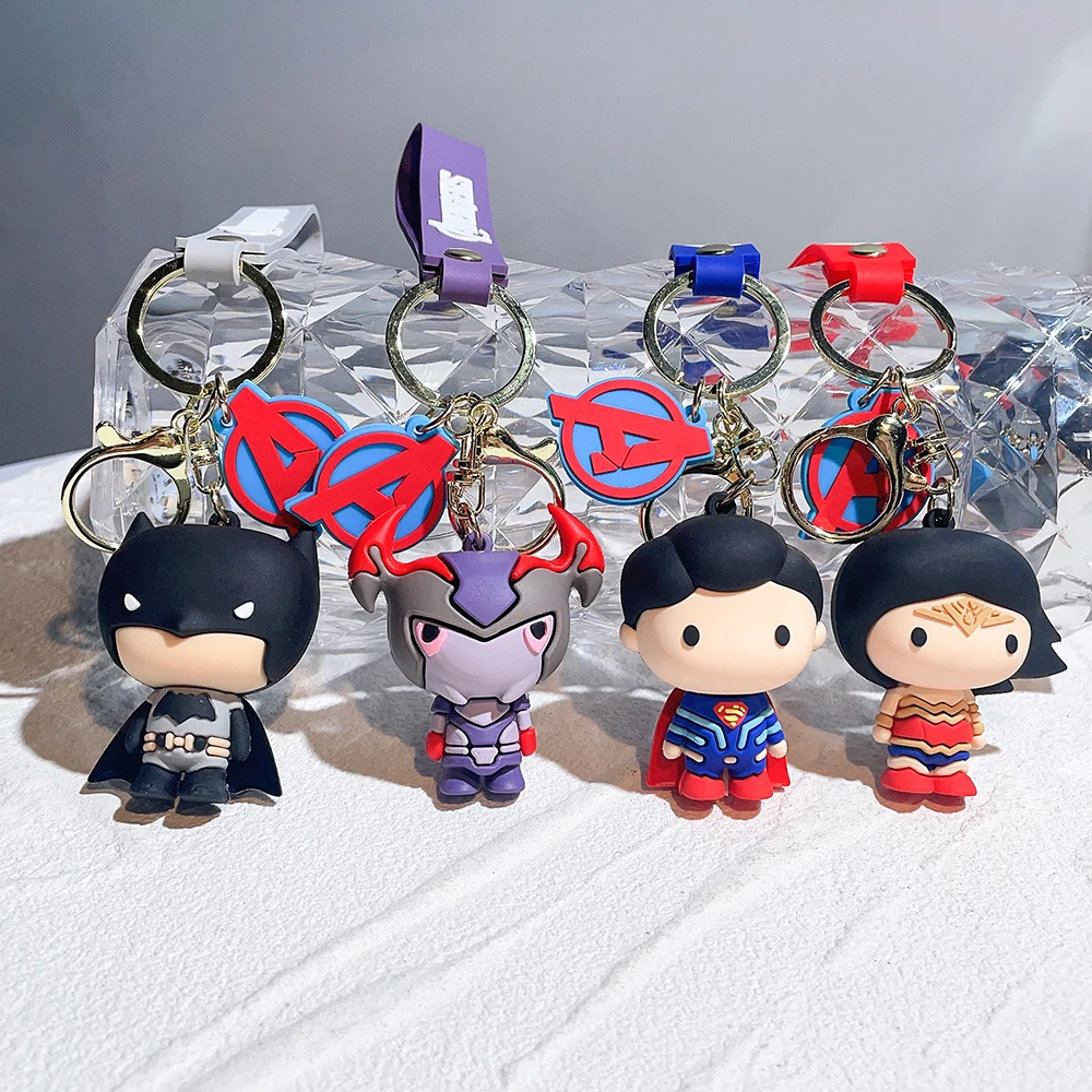 Marvel Avengers Keychains Cartoon Superhero PVC Keyrings Anime Action Figure Doll Pendant Keyholder Women Men Car Key Chains