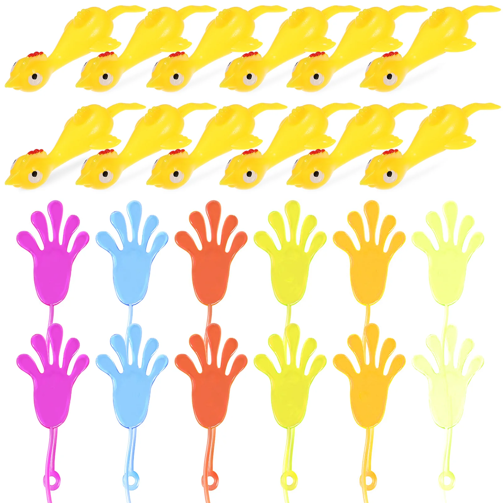 

24 Pcs Silicone Toys Chicken Slingshot Catapult Sticky Hands Sticking Stuffer Silica Gel Tricky Bulk