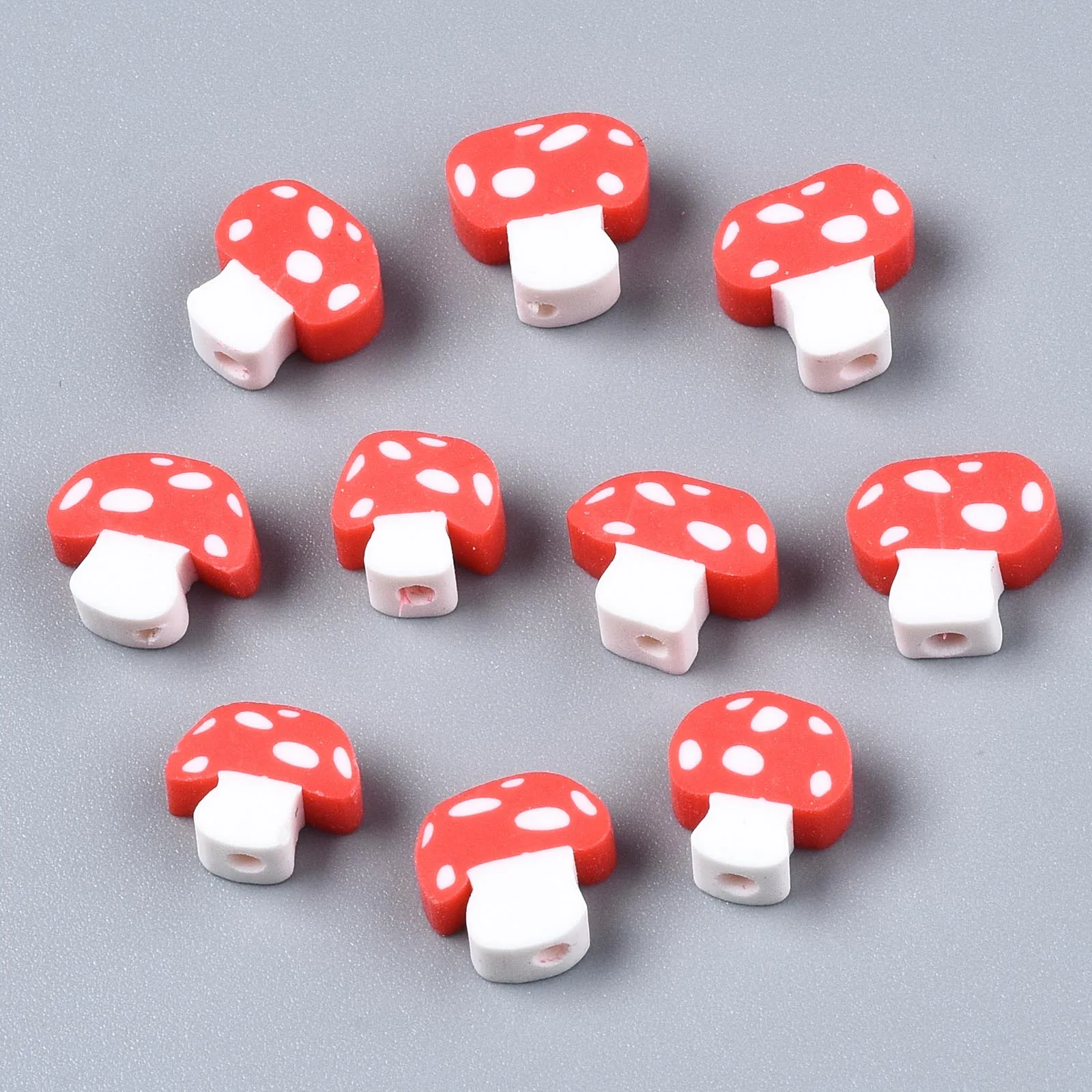 

50pcs Red Color Mushroom Clay Spacer Beads Polymer Clay Beads For Jewelry Making DIY Handmade Accessories