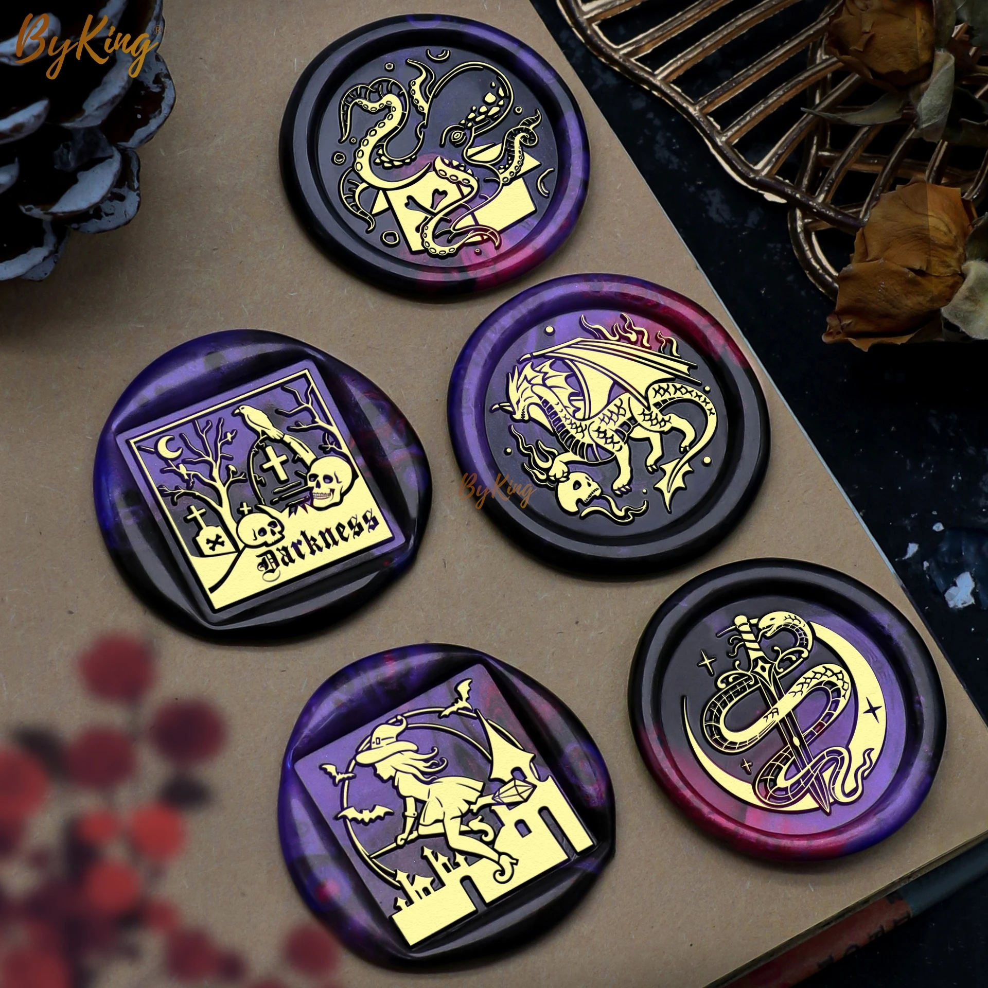 25 мм восковой штамп кукла Тьма Bear Gear сердце призрак череп шип цепи распятие мята