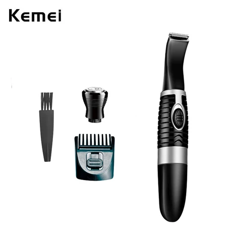 Мужской Электрический триммер Kemei для ухода за волосами триммер для удаления волос на лобке машинка для стрижки эпилятор для зон бикини бритва с батарейками АА