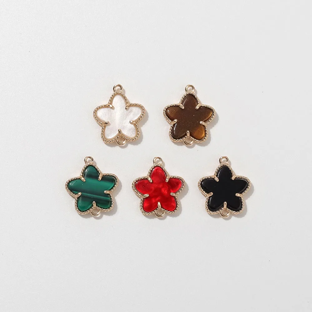 Фото 20pcs/ Bag DIY jewelry accessories five-leaf flower copper gold-plated connector earrings bracelet pendant making materials №1