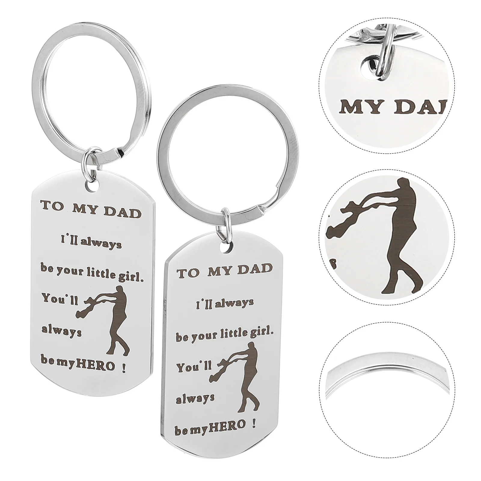 

2pcs Tianium Steel Key Chains Key Pendants Father's Day Key Rings Father's Day Gift